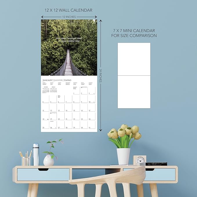 Graphique 2026 Into the Woods Wall Calendar | 12” x 12” | Thick Paper | Home & Office Organizer | Large Monthly Grid | 3 Languages & Marked Holidays | 4 Month Preview Page for 2027