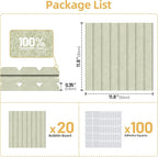 Large Cork Board for Wall 48" x 60" Sage Bulletin Board with Safe Removable Adhesive Squares for Pictures Photos, Alternative CorkBoard Felt Pin Boards Tiles for Office Classroom Wall Decor - 20 Pack