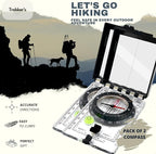Trekker's Compass Crew Professional Military Lensatic Compass with Mirror, High-Precision Dial, Built-in Magnifier, Luminous Display for Hiking, Camping, Orienteering