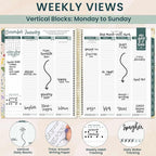 bloom daily planners 2026 Hardcover Calendar Year Goal & Vision Planner (January to December) - Monthly & Weekly Agenda Organizer - 7.5" x 9" - Garden Party, Beige
