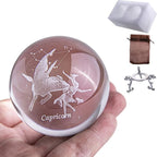3D Laser Constellation Ball Crystal Paperweight Full Sphere Glass Fengshui with Sliver-Plated Flowering Stand(Capricorn)