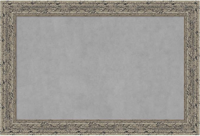 Amanti Art Silver Framed Magnetic Board 25x37 Large Vision Board for use with Magnets, 100% Metal Sheet to Display Items as Office Decor or for Home Organization in mudroom, Kitchen or Kids Room