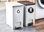 Strong Trash and Recycle Magnets, 3.5" Recycle Magnet for Trash Can, Magnetic Recycling Stickers for Kitchen Garbage Can and Recycling Bins with 4 Adhesive Stickers, Made in USA, White & Black 2 Pcs