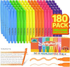 ZERDROFY 180 Count Highlighters Assorted Colors Bulk - No Bleed Dry-Quickly Chisel Tip 6 Colors Highlighter Markers Set for Kids Adults, Classroom Office Must Have, Back to School Supplies for Teacher