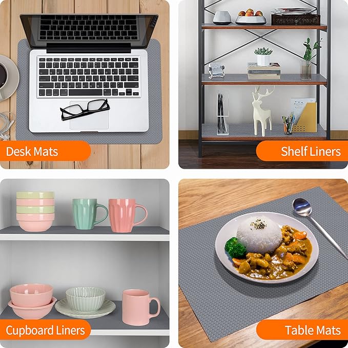 Shelf Liners for Kitchen Cabinets Non-Slip Drawer Liner Non Adhesive Cupboard Mat EVA Material Refrigerator Mats Fridge Liner Washable for Shoerack, Storage and Desks 23.6 x 157.4 Inches