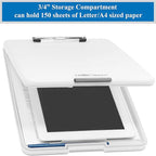 Think2Master [3 Pack] White Plastic Storage Clipboard. | 25% Heavier & Sturdier| Heavy Duty and Won’t Flex Like Other Brands (Compare The Weight). Storage Compartment Holds 150 Letter Sized Paper.