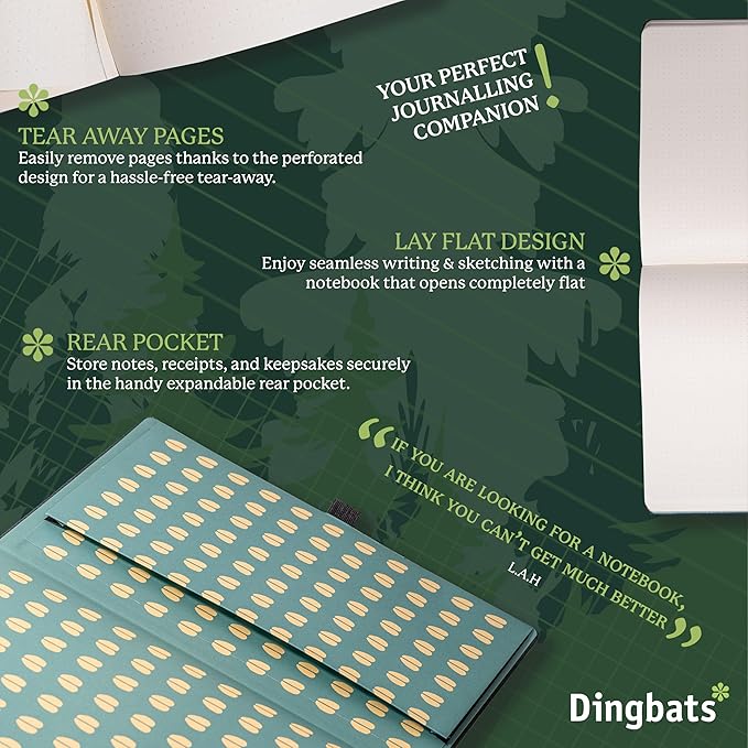 Dingbats* - Wildlife Lined Extra Large A4 Notebook - PU Leather Hardcover Journal for Work, Writing - Pocket, Elastic Closure, Pen Holder, Bookmark