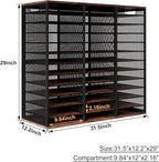 PAG Mass Mail Sorter - Adjustable Mail Holder, Countertop Literature Organizer, Student Mailbox for Classroom, Desktop Bill Paper Organizer for Office Home School, 36 Compartments, Brown