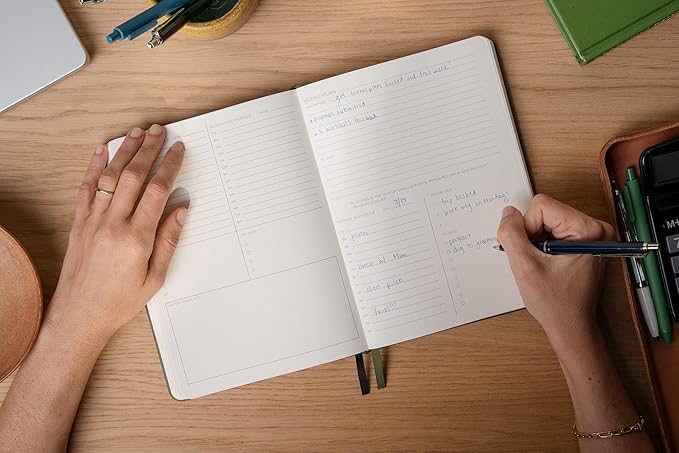 Anecdote 2026 Planner: 52 Week Daily Planner, Yearly, Monthly & Weekly Workflow for Planning Your Success – Vegan Leather Hardcover, Start Anytime & Achieve your Goals - Ocean Blue