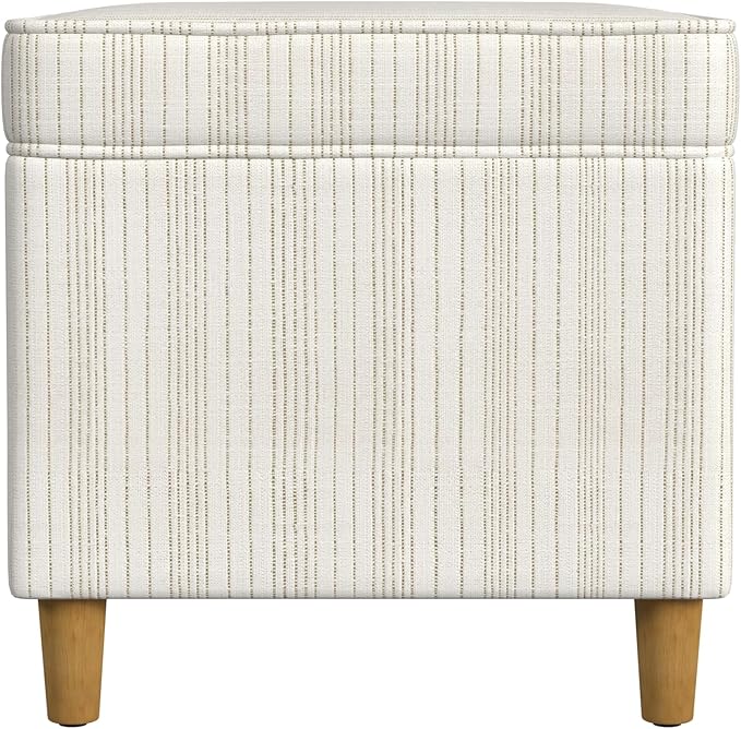 Spatial Order Home Decor | Dinah Collection Modern Storage Ottoman | Ottoman with Storage for Living Room & Bedroom(Cream Marigold Pinstripe Fabric)