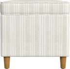 Spatial Order Home Decor | Dinah Collection Modern Storage Ottoman | Ottoman with Storage for Living Room & Bedroom(Cream Marigold Pinstripe Fabric)
