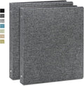 Vienrose 3 Ring Binder 1 Inch Round Rings with Linen Fabric Cover, Fits 8.5 x 11 Inch Paper, Durable Organizer for School, Office, Home, Recipes (2 Pack,Darkgrey)