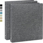 Vienrose 3 Ring Binder 1 Inch Round Rings with Linen Fabric Cover, Fits 8.5 x 11 Inch Paper, Durable Organizer for School, Office, Home, Recipes (2 Pack,Darkgrey)