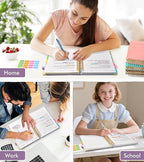 Spiral Notebook Journal with Removable Dividers Tabs, 300 Pages Hardcover Leather 5 Subject College Ruled Notebook, 8"x10" Large B5 Lined Journal for Women Men, Spiral Notebooks for Work School,Purple