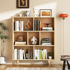 Shintenchi Cube Storage Organizer, 3 Tier Mid-Century Bookcase with Legs Cubeicals Retro Wood Organizer Storage Bookcase, Freestanding Open Book Shelves for Bedroom,Living Room,Office(Natural)