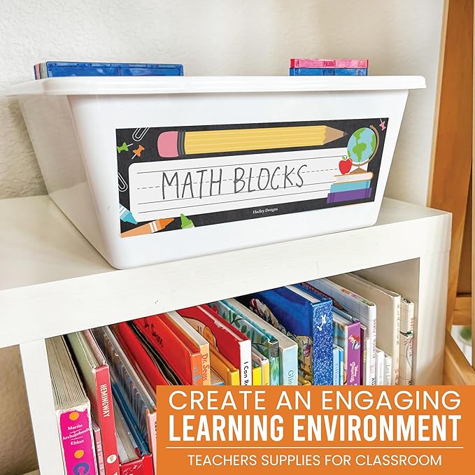 Desk Name Tags for Classroom -25 Student Name Plates for Classroom Kindergarten, Preschool, 1st, 2nd & 3rd Grade, 9x3 Teacher Nameplates for Student Desks & Cubbies, Chalkboard Nametags