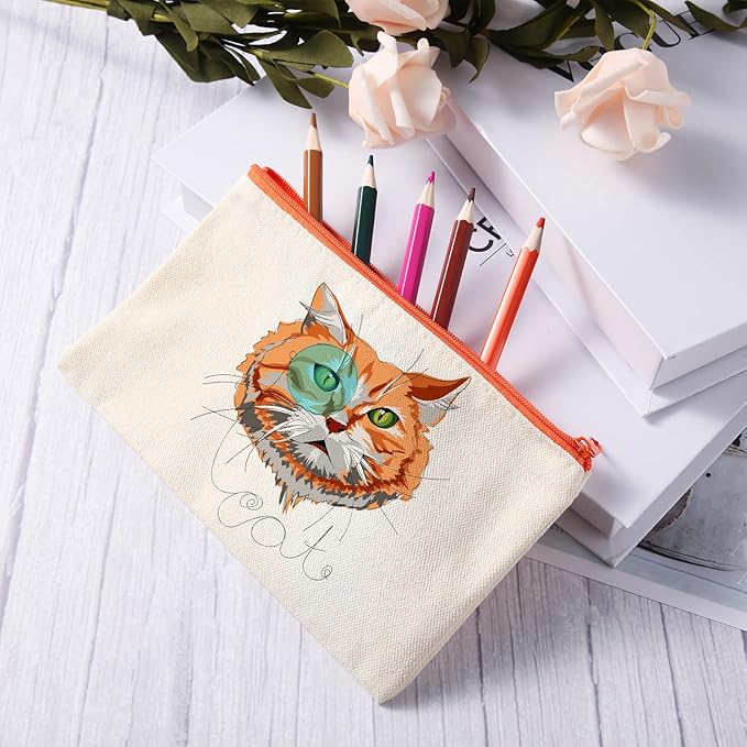 Reginary 80 Pack Canvas Zipper Makeup Bags Bulk Pencil Pouches Blank DIY Craft Canvas Cosmetic Bag Pouch with Zipper for Makeup Cosmetic Toiletry Stationary Storage(Natural and Colorful Zippers)
