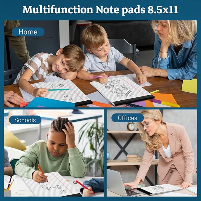 White Legal Pads 8.5 x 11 Notepads, 12 Pack Writing Paper Note Pads 8.5x11, Micro Perforated Wide Ruled Lined Writing Pads 30 Sheets for Home Office School Work, Legal Notepads Double-Side Printed Per Pad