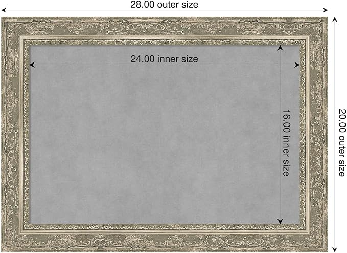 Amanti Art Silver Framed Magnetic Board 20x28 Medium Vision Board for use with Magnets, 100% Metal Sheet to Display Items as Office Decor or for Home Organization in mudroom, Kitchen or Kids Room