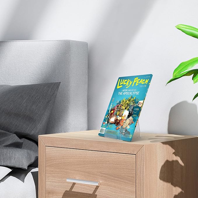 Boloyo Acrylic Book Stand with Ledge,10PC 6 Inch Clear Acrylic Display Easel Transparent Display Stand Holder Tablet Holder for Displaying Books,Magazine,Plate,Pictures,Artworks, CDs