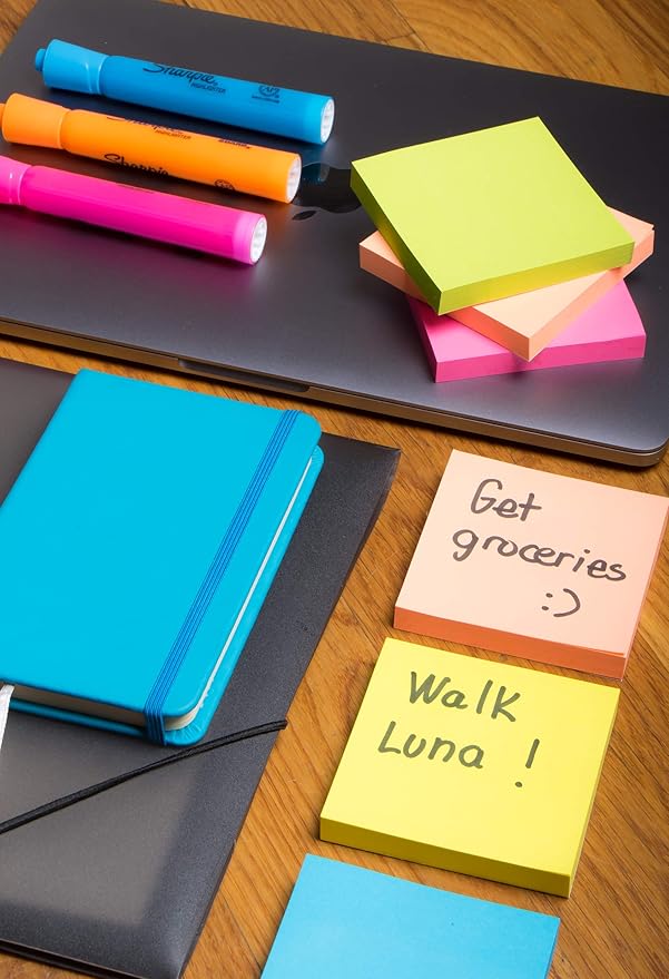 Infiniko Sticky Notes 3x3 Inch, 1200 Sheets (100 Sheets Per Pad), 6 Bright Color Sticky Pads, Super Sticky Notes with Strong Adhesive Office Supplies for Desk, School & Daily Planning