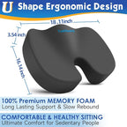 TushGuard Seat Cushion for Office Chair Memory Foam Non-Slip Cushion Back, Coccyx, Sciatica, Tailbone Pain Relief Butt Pillow for Office Chair, Car, Wheelchair, Grey, X-Large