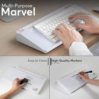 HURUC Small Glass Desktop Whiteboard with Storage,15.3"x7.08"x2.16" inch Desk White Board with Markers & Duster, Desktop Dry Erase Board, Desk Buddy Organizer for Home, Office, School (White)