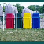 Sturdy Essentials Campus Collection 32 Gallon Square 100% Recycled Plastic Heavy Duty Indoor or Outdoor Commercial Trash Can with Push Lid | Great for Schools and Businesses - Red