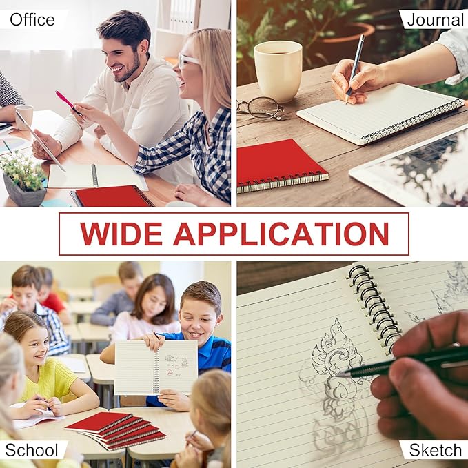 Yahenda Spiral Notebook Bulk A5 Journal Lined 8.3'' x 5.5'' Writing Composition Paper Small Notepad Subject Notebook for Students Office Business Back to School Supplies(Red,54 Pcs)