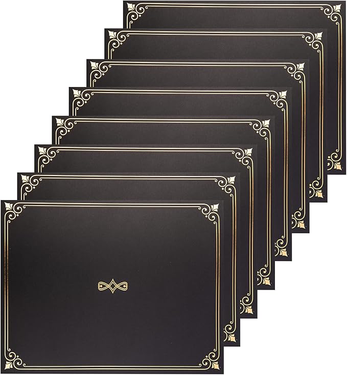 Certificate Holders, 25-Pack Certificate Covers for Letter Size 8.5 x 11 Inch Paper, Certificate Folders, Black, 9 x 11.5 Inches