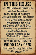 Vintage Funny Metal Tin Sign In This House We Do Geek Magic 8x12 Inches Poster Wall Decor Home Office Bar Garage Cafe Hotel Man Cave Club (Earth Tones-1)