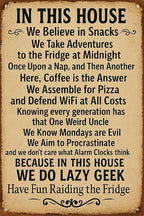 Vintage Funny Metal Tin Sign In This House We Do Geek Magic 8x12 Inches Poster Wall Decor Home Office Bar Garage Cafe Hotel Man Cave Club (Earth Tones-1)