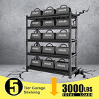 SDXYSTCE 48" W Garage Storage Shelves Heavy Duty, 3000LBS Loads Adjustable Garage Shelving, 5-Tier Metal Shelving Units and Storage Racks, Industrial Utility Shelf,48" Wx24 Dx78 H, Black