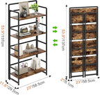 THKKY No Assembly Folding Bookshelf, 4 Tiers Collapsible Book Shelf for Home Office, Vintage Wood Foldable Bookcase Storage Organizer for Living Room Bedroom (Rustic Brown)