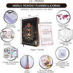 Life Planner - Undated Weekly & Monthly Planner, 12-Month Journey to Increase Productivity | Gratitude Journal, Life Organizer & Goal Journal | Include Foldable Vision Board, Habit Tracker & Stickers