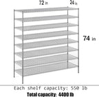 Regal Altair 24" Deep x 72" Wide x 74" Height Wire Shelving Kit | 8-Tier | NSF Commercial Storage Rack Unit