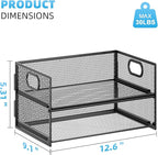 Marbrasse 2 Tier Paper Organizer Letter Tray, Mesh File Organizer with Handle, Paper Sorter Desk Organizer for Home Office Supplies - 2P