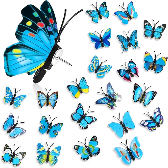 50Packs Butterfly Decorative Push Pins Blue Thumbtacks Cute Thumb Tacks Pushpins for Cork Board Bulletin Board Wall for Office Home Cubicle Decor Decorations Hanging