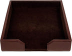 DACASSO Bonded Leather Desktop Letter Tray - Luxury Letter Holder & Paper Organizer for Desk - Office Organization & Executive Desk Decor - (Dark Brown)