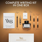 Wordsworth & Black Fountain Pen Gift Set, Includes Ink Bottle, 6 Ink Cartridges, Ink Refill Converter, 4 Replacement Nibs, Luxury Bamboo, Journaling, Calligraphy, Smooth Writing Pens [Brown Wood]