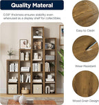 Jpiziso 16-Cube Storage Organizer Bookcase, Thick Frame Wood Grain Storage Shelf, Rectangular Cube Open Back Display Unit, 48.8x9.4x48.8 Inches for Living Room, Bedroom, Home Office, Natural Brown