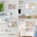 VUSIGN Linen Bulletin Board, 30'' x 20'' Large White Cork Board Decorations, Wall Mounted White Framed Cork Boards, Fabric Pin Boards for Walls with 10 Pushpins for Home, School, Office