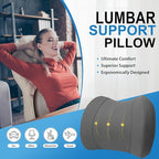 Lofty Aim Lumbar Support Pillow for Car, Memory Foam Lumbar Pillow for Lower Back Pain Relief - Back Cushion for Driving, Chair Support for Car-Office Chair, Wheelchair - Classic Dark Grey
