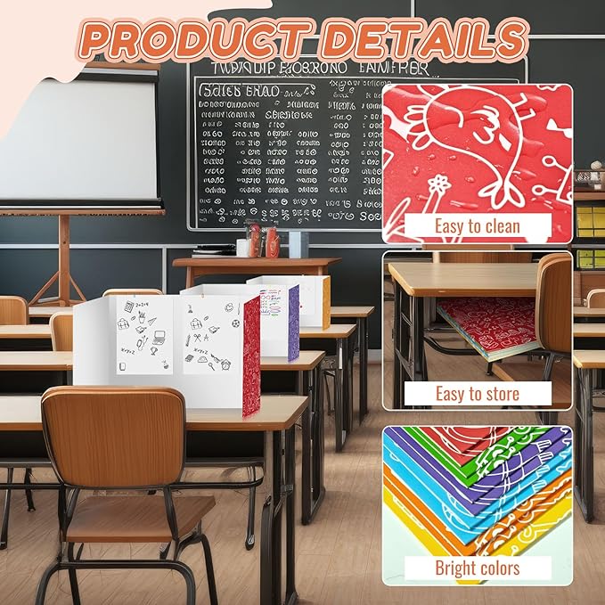 Cinrobiye 24 Pcs Inspirational Privacy Folders Standard for Students Cardboard Shields Test Privacy Boards Motivational Words Desk Dividers Shield for Classroom School Study Supplies (Simple)