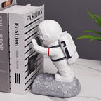 Kakizzy Book End Holder, Astronaut Bookends Outer Space Themed Astronaut Figurine Decorative Book Stoppers to Hold Books Heavy Duty Bookshelf Ends for Kids Rooms Space Decor Bookends (A-Silver Color)
