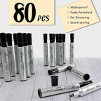 Buecs Permanent Markers, 80 Count Black Permanent Markers, Chisel tip, Waterproof &Fade Resistant, Quick Drying, Office Supplies for School, Office, Home