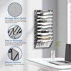 EasyPAG Wall File Organizer for Office 10 Pocket Mesh Wall Mounted Paper Organizer Hanging Folder Holder with Nametag Label for Home School, Black