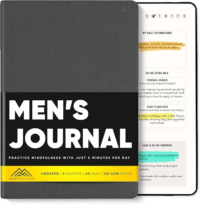 PRODUCTIVITY STORE Better Man Journal - Gratitude Journal – 5 Minute Journal - Reflection Manifestation Journal for Mindfulness & Self Care Journal – Goal/Guided Gratitude Journal for Men