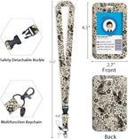 Giancomics Floral Owls Lanyards for Id Badges, Book ID Badge Holder with Retractable Reel, Flower Teacher Lanyard with Keychain Key Clip Carabiner Name Tag Card Holder Protector Office Women Gift