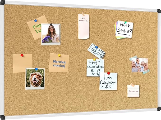 XBoard Cork Board Bulletin Board 48 x 31 inch, Corkboard with Push Pin for Display and Organization
